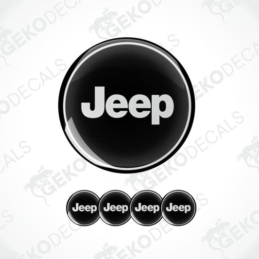 A set of black vinyl decals with the Jeep brand logo.