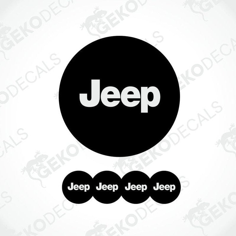 A set of black vinyl decals with the Jeep brand logo.