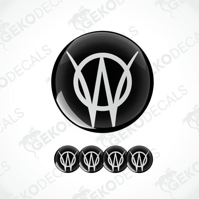 A set of black vinyl decals with the text 'WILLYS' displayed on them, presented against a white background.