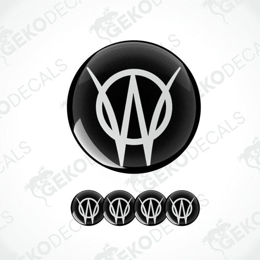 A set of black vinyl decals with the text 'WILLYS' displayed on them, presented against a white background.