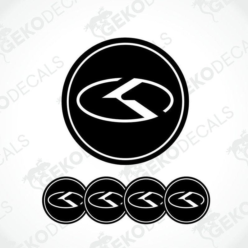 A set of four black vinyl stickers with a dome shape and the KIA brand logo in the center.
