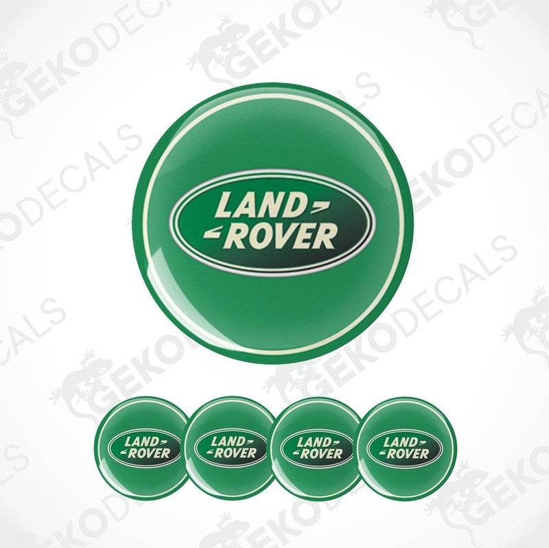 Set of five green vinyl decals with the Land Rover logo.