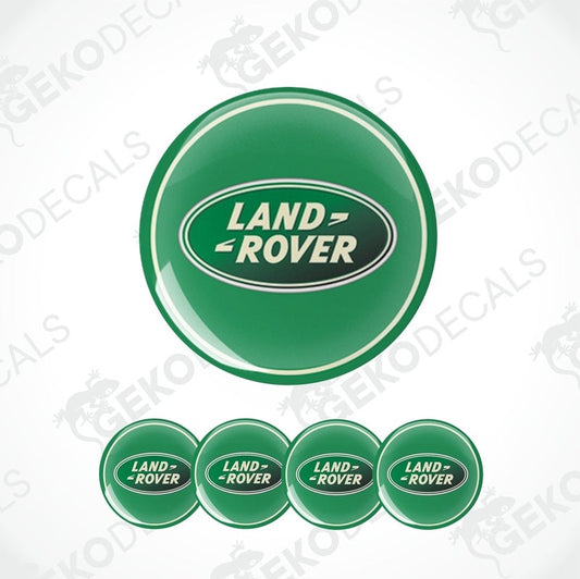 Set of five green vinyl decals with the Land Rover logo.