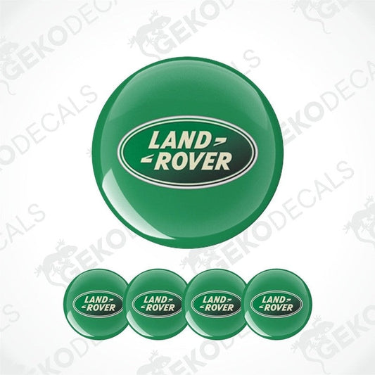 Set of five green vinyl decals with the Land Rover logo.