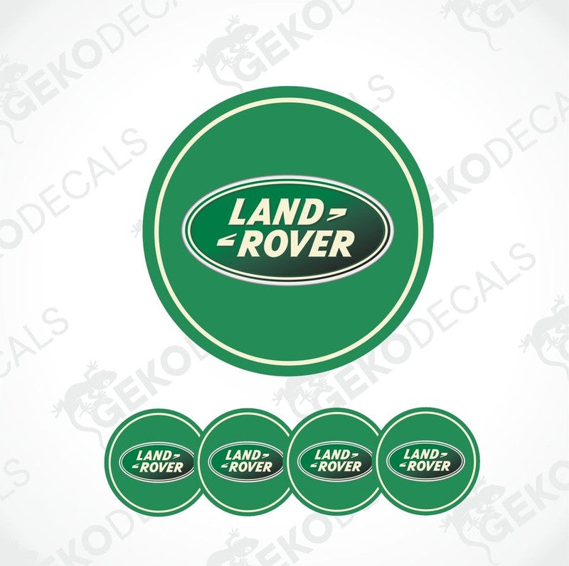 Set of five green vinyl decals with the Land Rover logo.