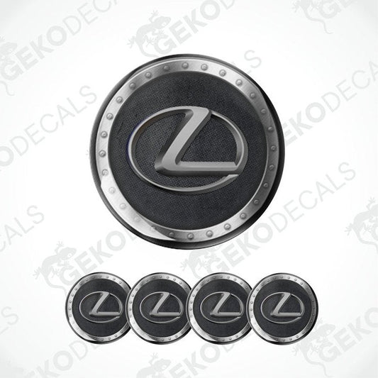 Set of vinyl decals with the LEXUS logo, designed for use as car wheel caps.