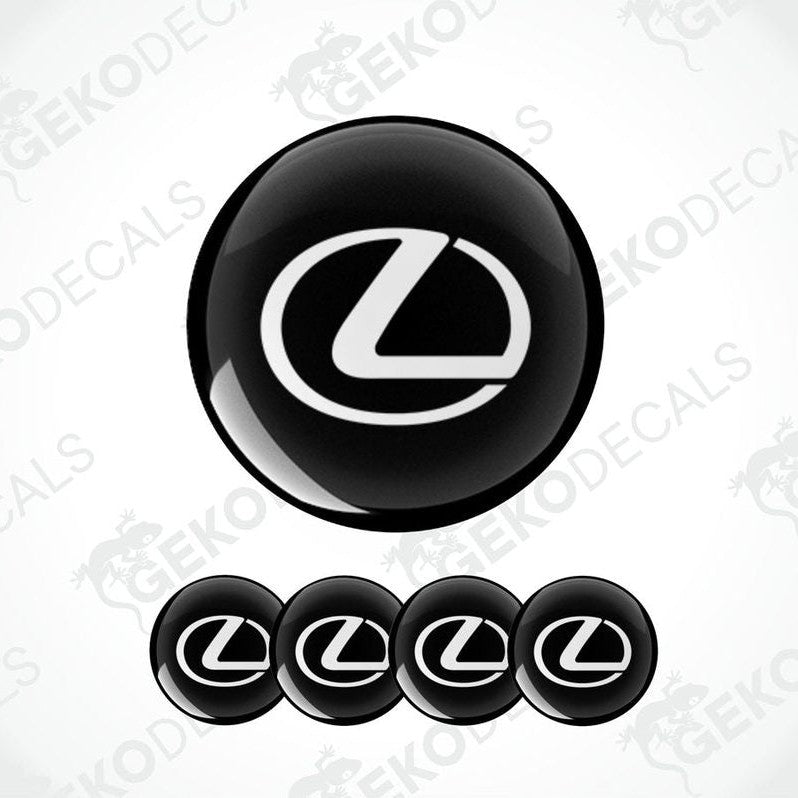 A set of four vinyl decals with a polyurethane coating featuring the LEXUS logo.