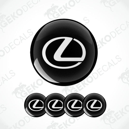 A set of four vinyl decals with a polyurethane coating featuring the LEXUS logo.