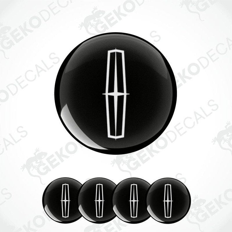 Set of four black vinyl stickers with white Lincoln logo