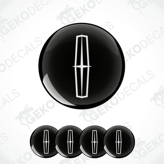 Set of four black vinyl stickers with white Lincoln logo