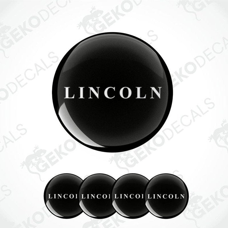 Set of four black vinyl stickers with white Lincoln logo
