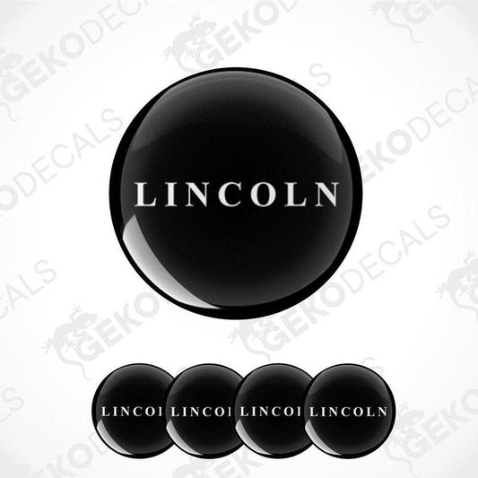 Set of four black vinyl stickers with white Lincoln logo