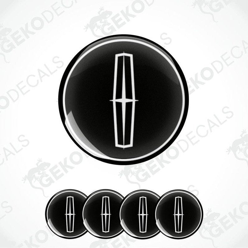 Set of four black vinyl stickers with white Lincoln logo