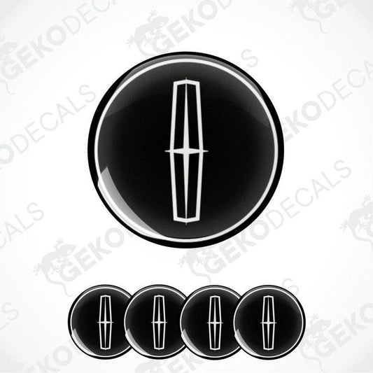 Set of four black vinyl stickers with white Lincoln logo