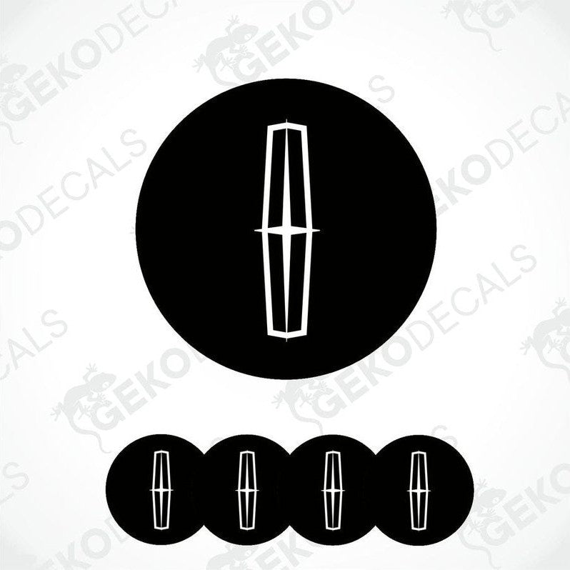 Set of four black vinyl stickers with white Lincoln logo