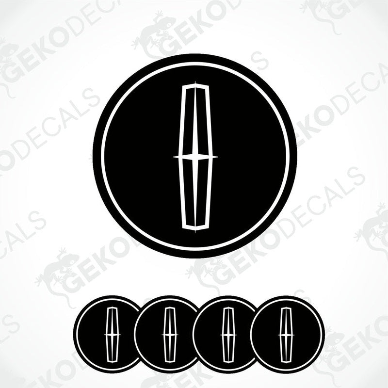 Set of four black vinyl stickers with white Lincoln logo