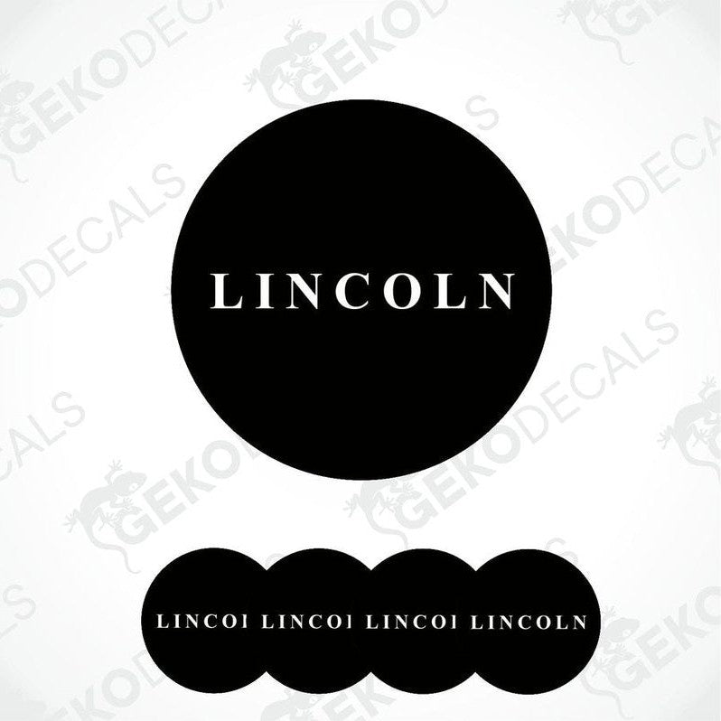 Set of four black vinyl stickers with white Lincoln logo