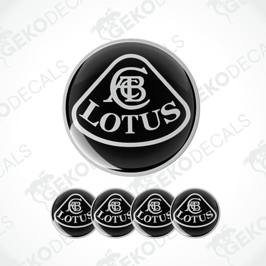 A set of vinyl decals with a epoxy coating featuring the Lotus car brand logo.