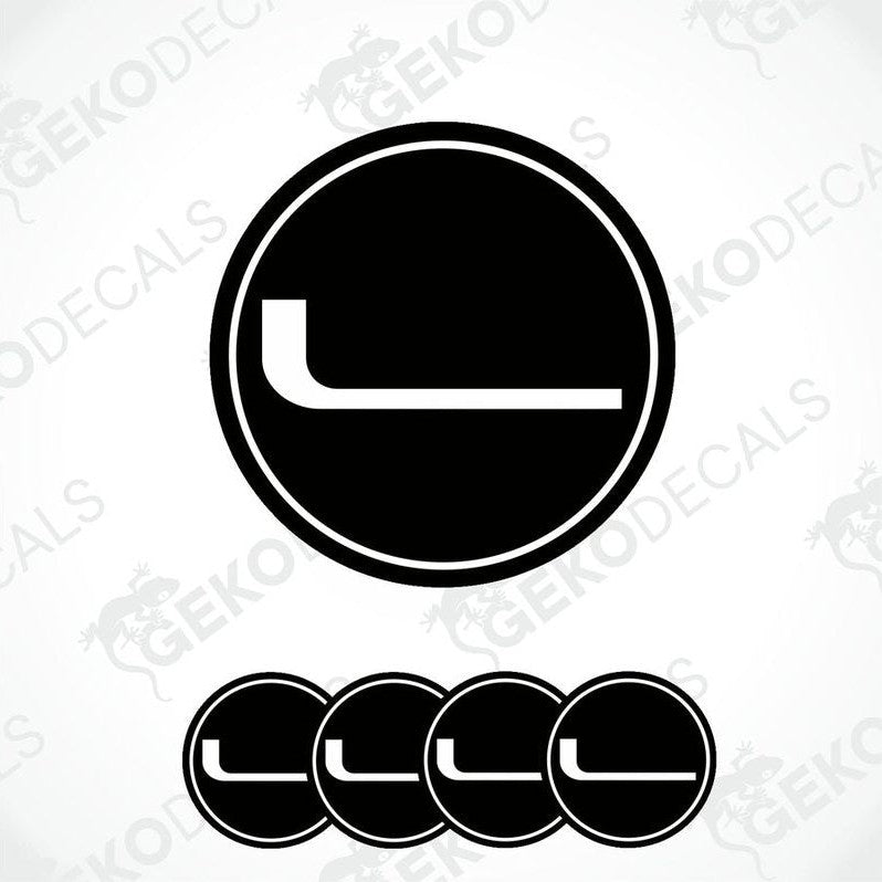 A set of four black vinyl decals with a white Lucid logo, displayed on a white background.