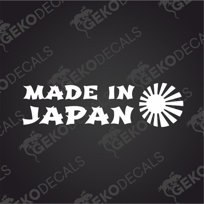 Japanese style text Made in Japan, on the right side is circular with japanese rising sun style.