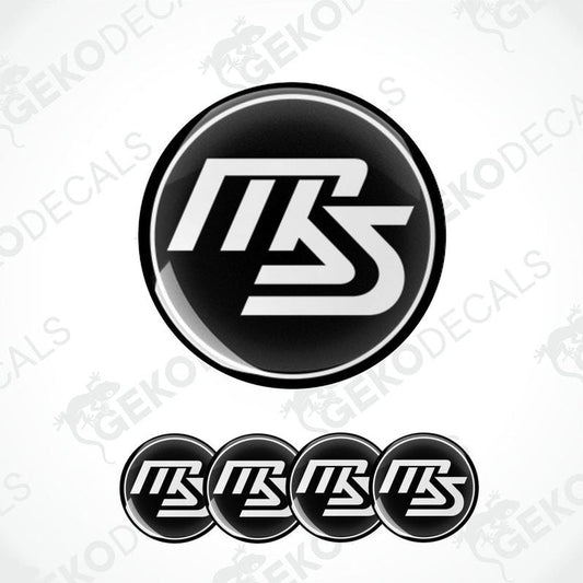 A set of black and white vinyl decals with the MAZDASPEED logo.
