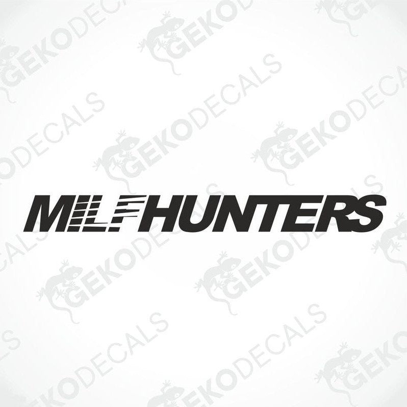 Black car windshield sticker with cut-out text MILFUNTERS