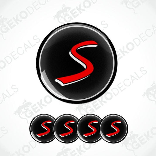 Set of four black and red vinyl decals with the text 'COOPERS' suitable for MINI COOPER S vehicles.