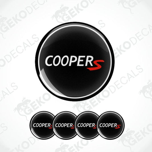 Set of four black and red vinyl decals with the text 'COOPERS' suitable for MINI COOPER S vehicles.