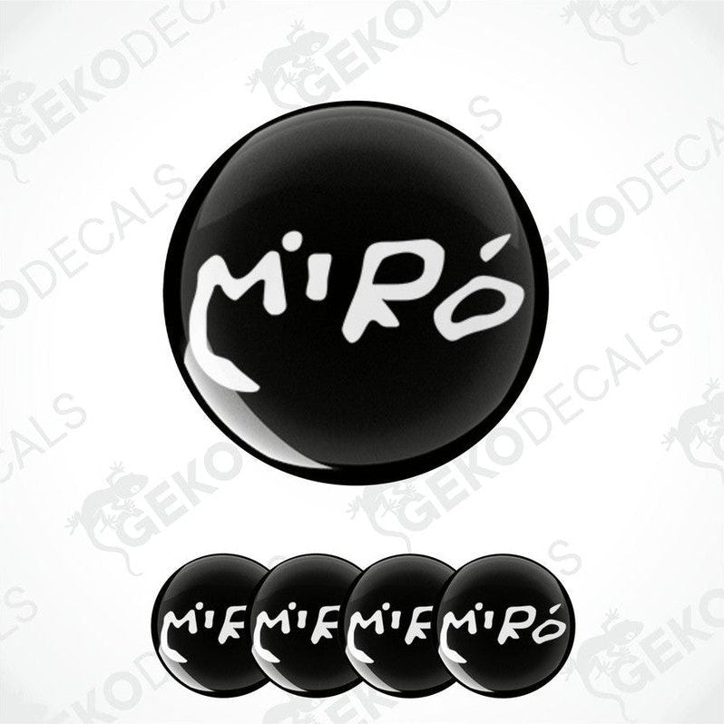 Set of four black vinyl decals with the text 'Miño' in white.