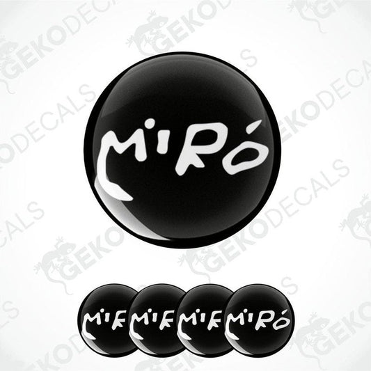 Set of four black vinyl decals with the text 'Miño' in white.