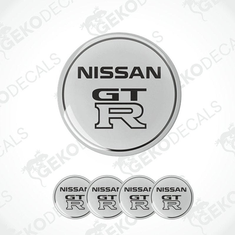 A set of vinyl decals for NISSAN GT R, including one large dome sticker and four smaller ones with the same design.