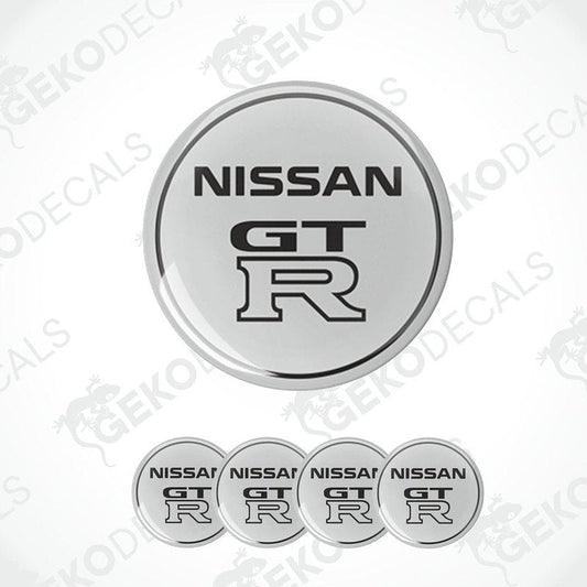 A set of vinyl decals for NISSAN GT R, including one large dome sticker and four smaller ones with the same design.