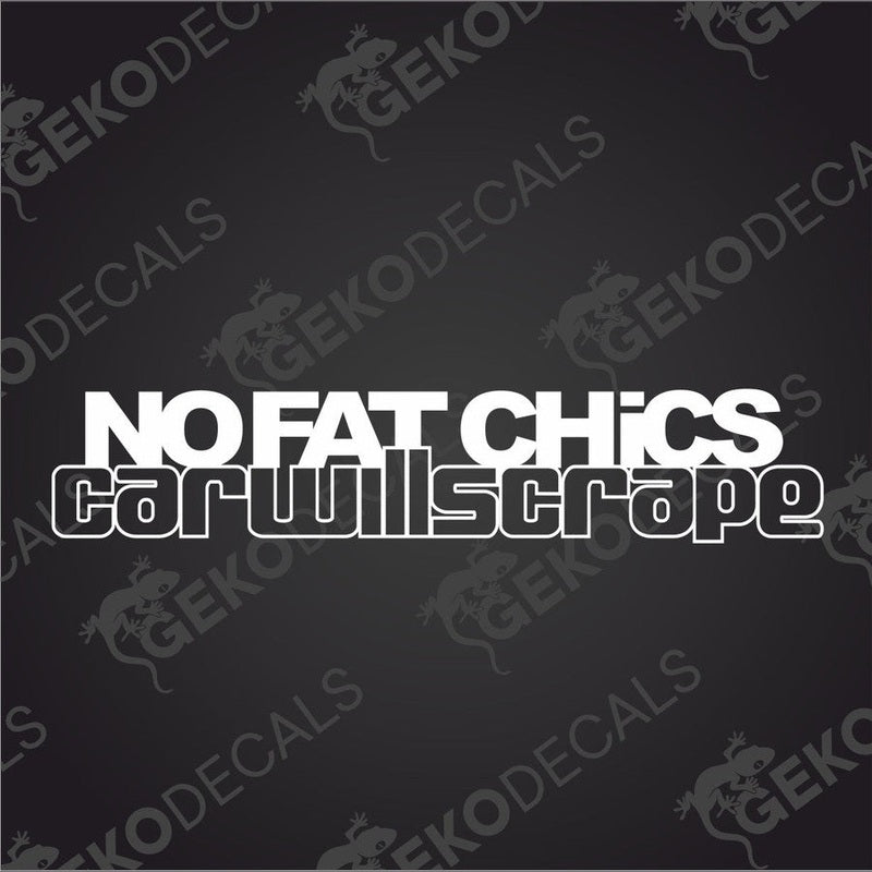 White text No fat chics car will scrape.