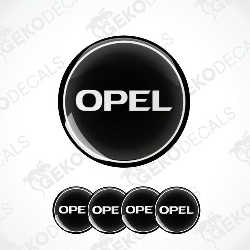 Set of four black and white vinyl decals with the Opel logo.