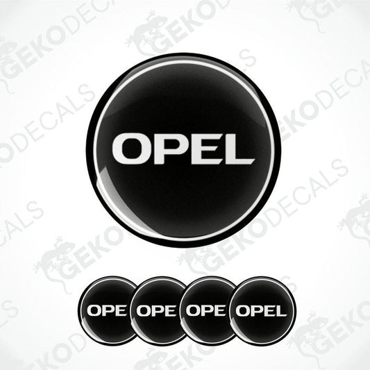 Set of four black and white vinyl decals with the Opel logo.