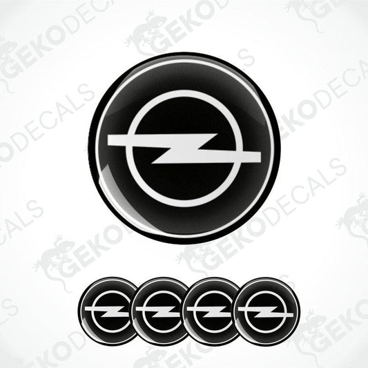 Set of four black and white vinyl decals with the Opel logo.