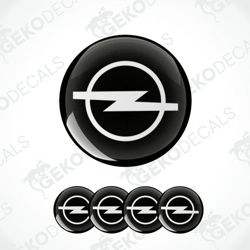 Set of four black and white vinyl decals with the Opel logo.