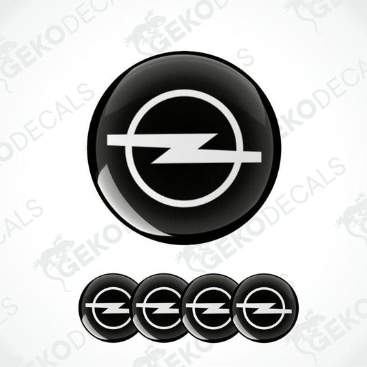 Set of four black and white vinyl decals with the Opel logo.