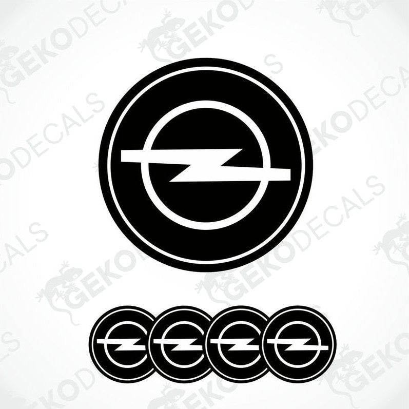 Set of four black and white vinyl decals with the Opel logo.