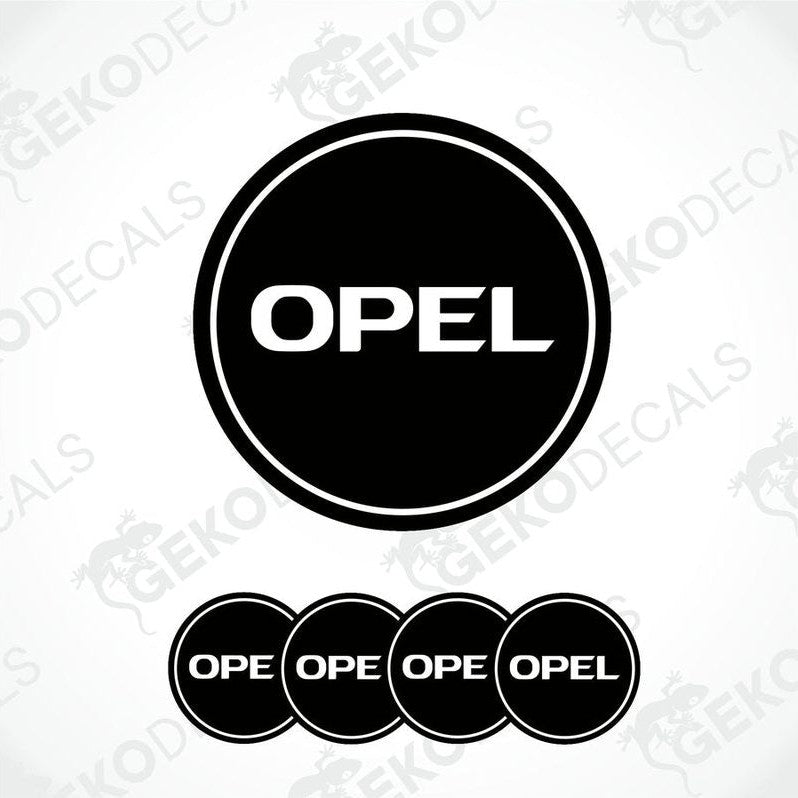 Set of four black and white vinyl decals with the Opel logo.