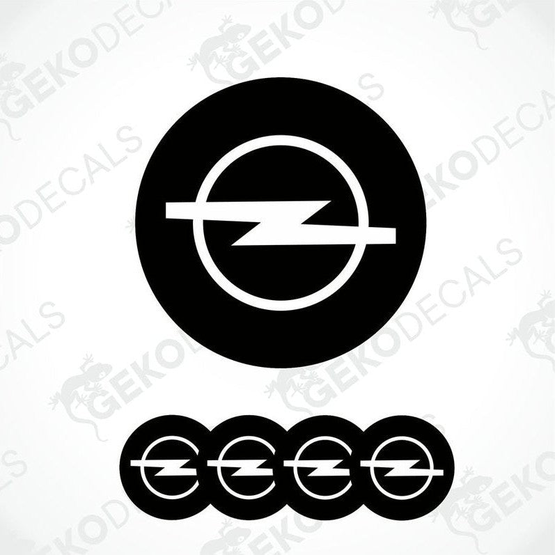 Set of four black and white vinyl decals with the Opel logo.