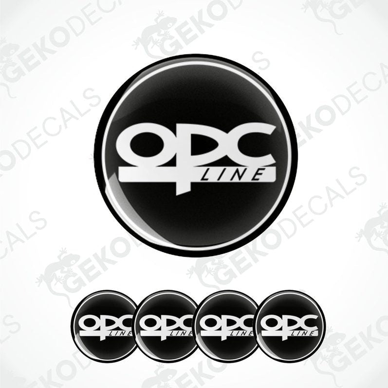 A set of four black vinyl decals with the OPEL OPC line logo in white.