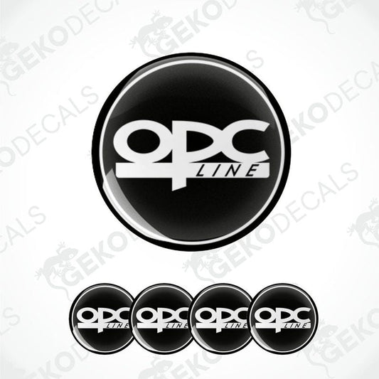 A set of four black vinyl decals with the OPEL OPC line logo in white.