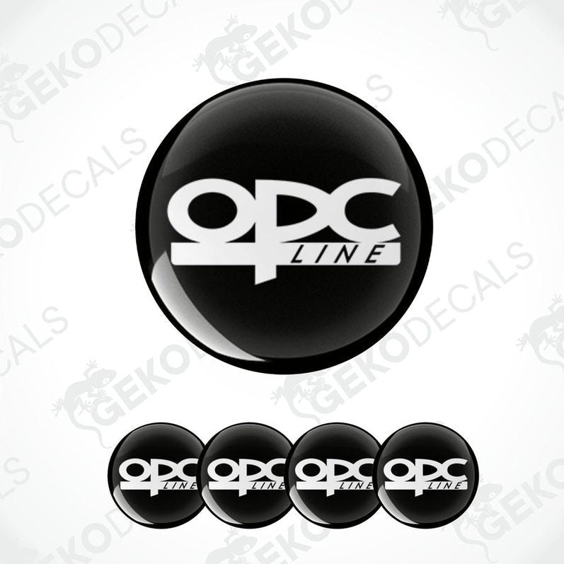 A set of four black vinyl decals with the OPEL OPC line logo in white.