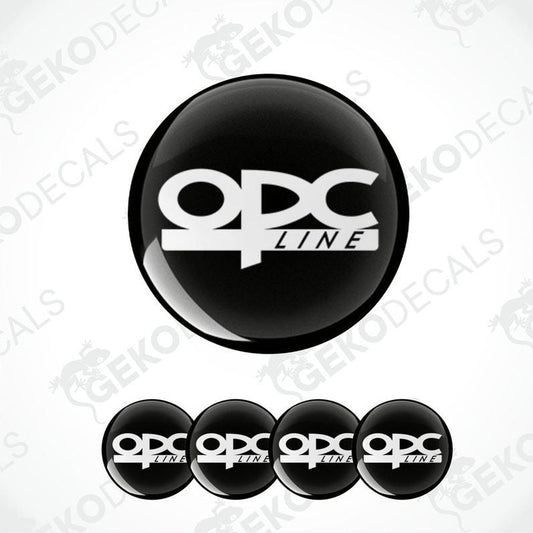 A set of four black vinyl decals with the OPEL OPC line logo in white.