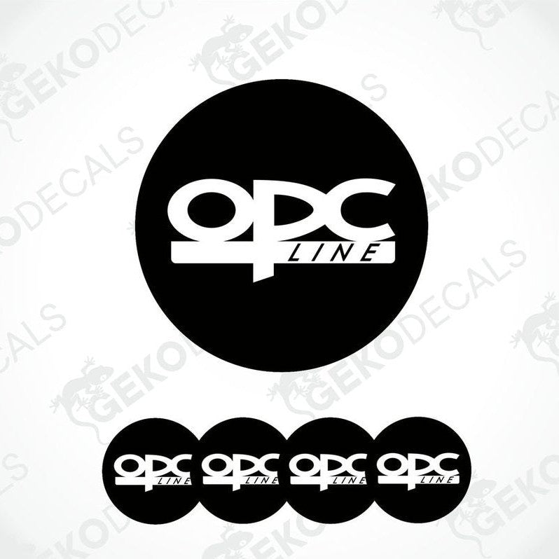 A set of four black vinyl decals with the OPEL OPC line logo in white.