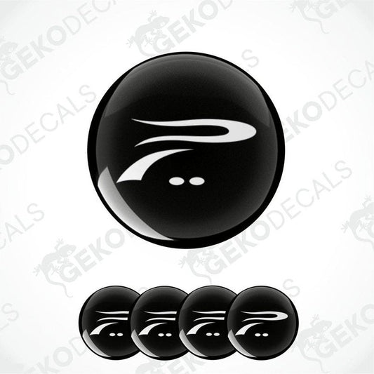 A set of four black vinyl stickers with the text 'PLATINUM WHEELS' on them, displayed against a white background.