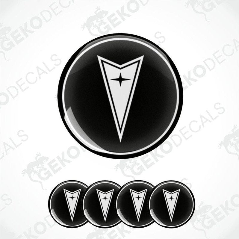 A set of four vinyl decals with a polyurethane coating featuring the PONTIAC logo.