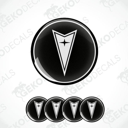 A set of four vinyl decals with a polyurethane coating featuring the PONTIAC logo.