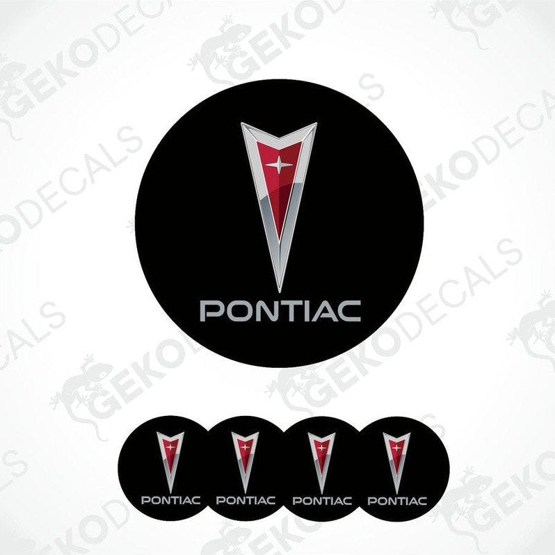 Set of four black vinyl decals with the PONTIAC logo in red and white.